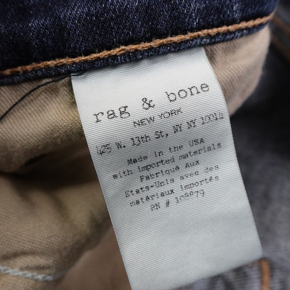 Rag Bone Dre Jeans Women's 30 (34x30) Blue Dark Wash Distressed Casual - Picture 5 of 12
